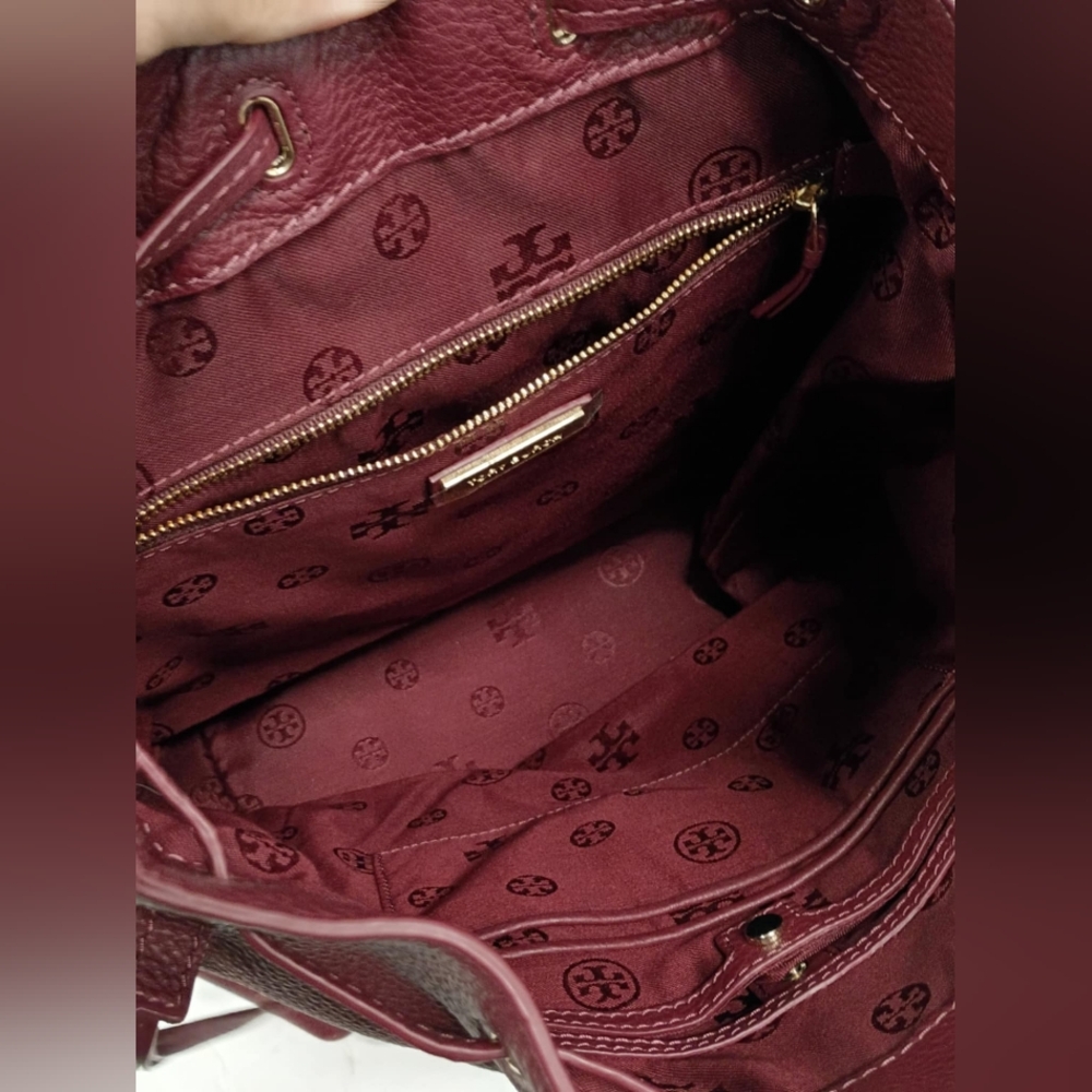 Tory Burch Brody Leather Backpack (Deep Berry) NEW - Picture 7 of 16
